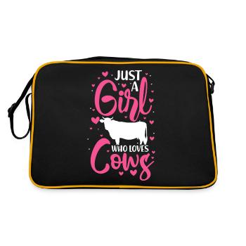 Ein Mädchen vom Land liebt Kühe - Retro Tasche - Schwarz/Gold - Hinten