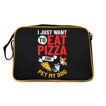 Pizza Nourriture pour chiens Pizzeria Chiots italiens - Sac Retro - noir/or - Dos