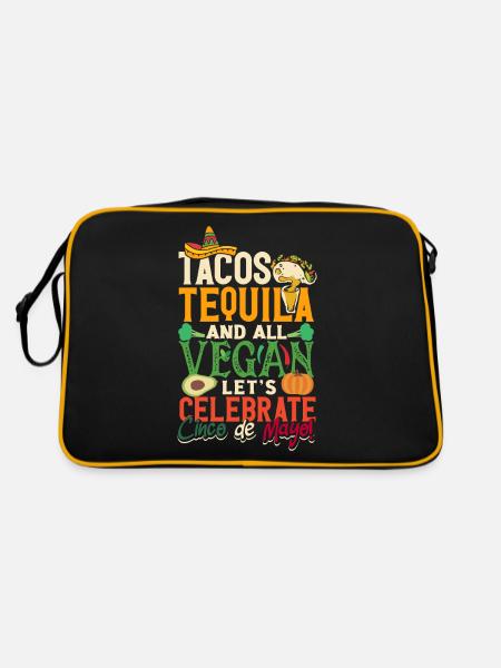 Tacos Tequila et tous végétaliens Célébrons Cinco - Sac Retro - noir/or - Dos