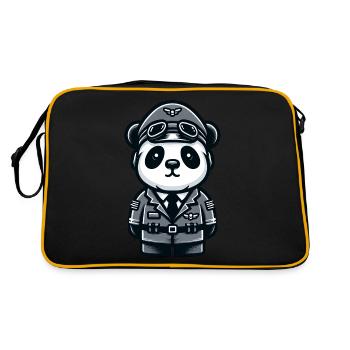 Cute Panda Pilot - Retro Tasche - Schwarz/Gold - Hinten