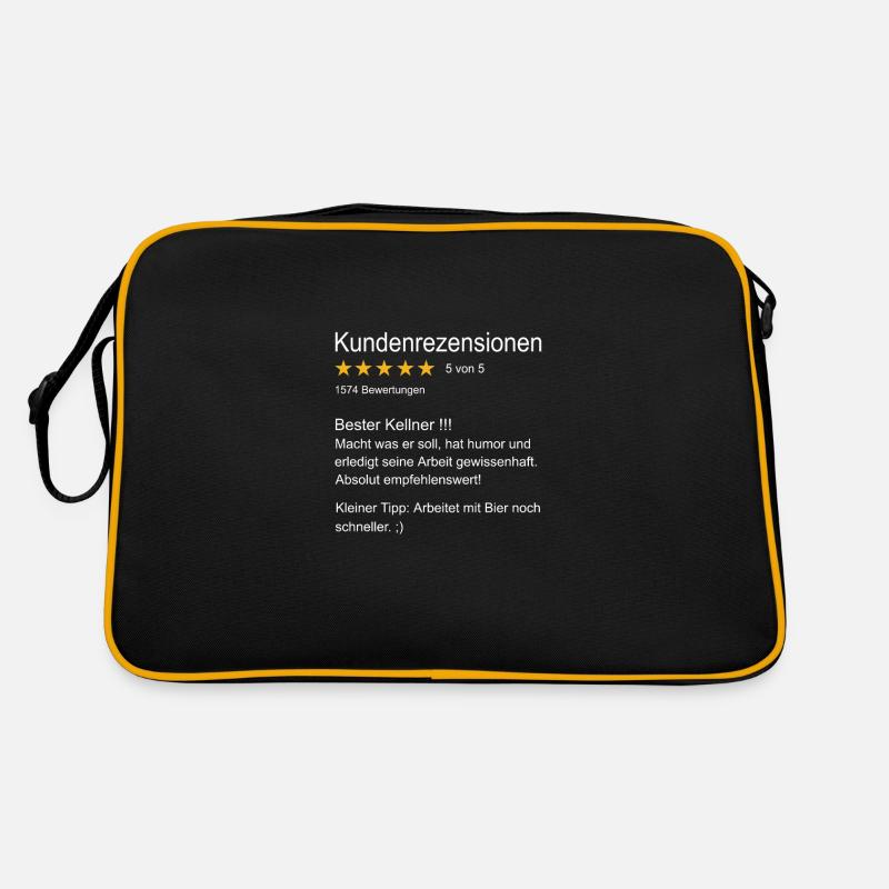 Kellner Bester Kellner Bedienung Oberkellner - Retro Tasche - Schwarz/Gold