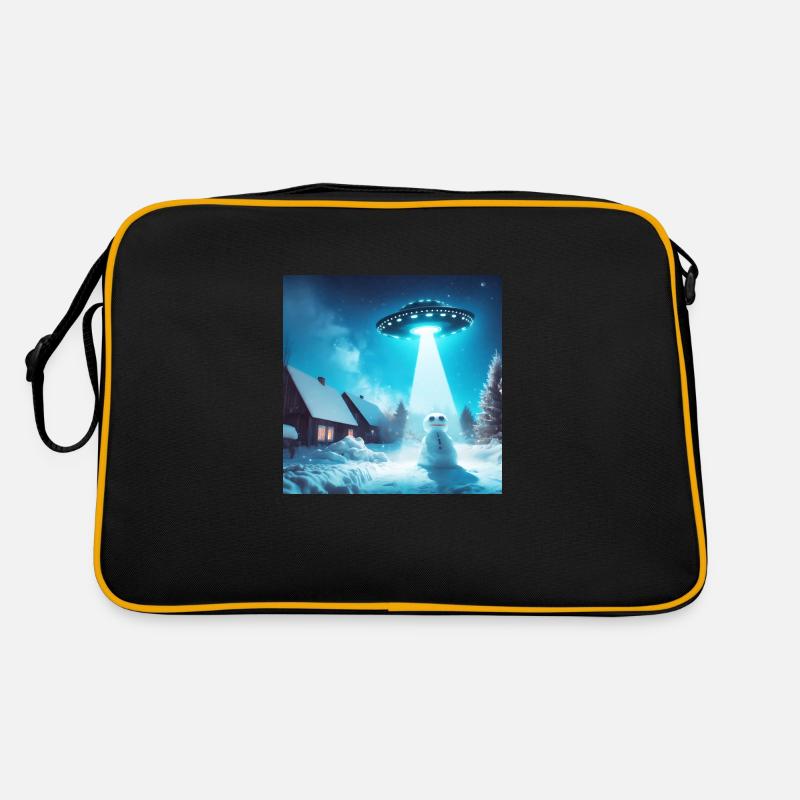 UFO Schneemann Winter Schnee Alien Retro Tasche