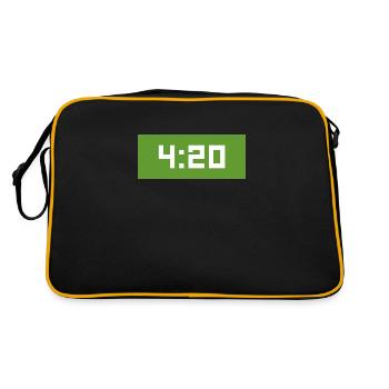 420 | 4:20 Uhr Blaze it grün - Retro Tasche - Schwarz/Gold - Hinten