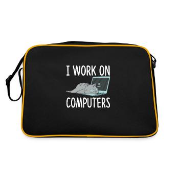I Work On Computers Cat Computer Science Kitten - Retro Bag - black/gold - Back