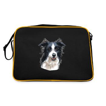 Border collie head (for dark textiles) - Retro Bag - black/gold - Back
