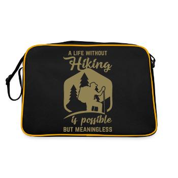 lustige Wander Sprüche Wandern Bergsteigen - Retro Tasche - Schwarz/Gold - Hinten