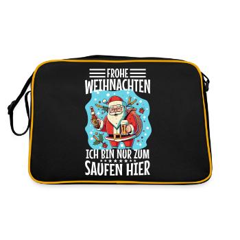 Frohe Weihnachten ich bin nur zum saufen hier - Retro Tasche - Schwarz/Gold - Hinten
