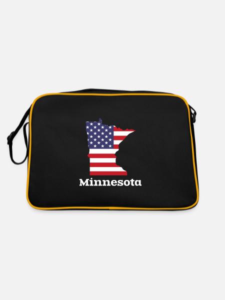 US Minnesota Kartendesign für stolze Minnesotaner - Retro Tasche - Schwarz/Gold - Hinten