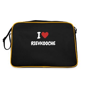 I Love Rievkooche - Reibekuchen Köln Kölsch Kölle - Retro Tasche - Schwarz/Gold - Hinten