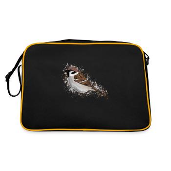 Field Sparrow Bird Bird Lover Birdwatcher - Retro Bag - black/gold - Back