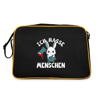 Ich hasse Menschen - Retro Tasche - Schwarz/Gold - Hinten