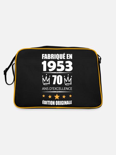 Vintage 1953 70Ans Anniversaire Cadeau Homme Femme - Sac Retro - noir/or - Dos