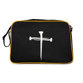 Kreuz aus Nägel - Retro Tasche - Schwarz/Gold - Hinten