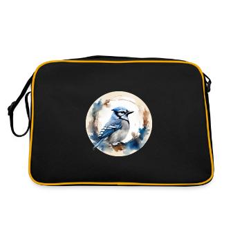Blue jay bird - Retro Bag - black/gold - Back
