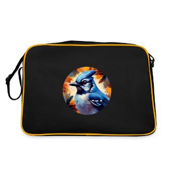 Blue jay bird - Retro Bag - black/gold - Back