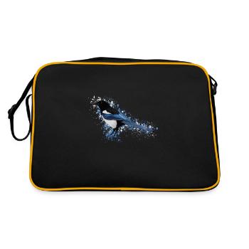 Elster Vogel Vogelfreund Vogelbeobachter - Retro Tasche - Schwarz/Gold - Hinten