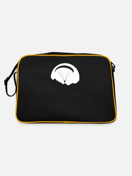 Gleitschirm Pilot Paraglider Gleitsegeln - Retro Tasche - Schwarz/Gold - Hinten