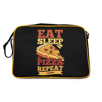 Eat Sleep Pizza Repeat - Retro Tasche - Schwarz/Gold - Hinten