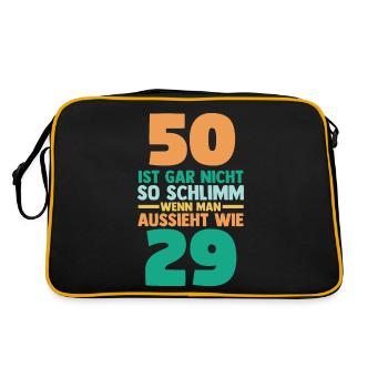 Fünfzig 50 Jahre Fünfzigster Geburtstag - Retro Tasche - Schwarz/Gold - Hinten