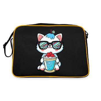 Fancy Katze: Sonnenbrille und Cocktail - Retro Tasche - Schwarz/Gold - Hinten