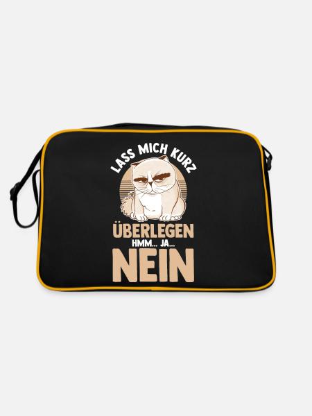 Lass mich kurz überlegen NEIN - Retro Tasche - Schwarz/Gold - Hinten