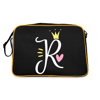 Letter R Initial Letter Crown - Retro Bag - black/gold - Back