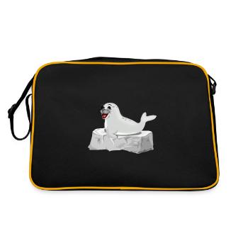 Phoque rieur sur le rocher - Sac Retro - noir/or - Dos