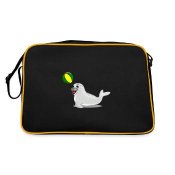Phoque rieur avec boule - Sac Retro - noir/or - Dos
