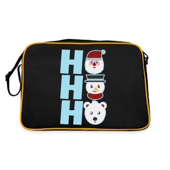 HoHoHo Funny Xmas Stuff Icon Santa Snowman & Bear - Retro Bag - black/gold - Back