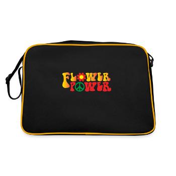 Peace World Paix Flower Power Gift Années 70 Amour - Sac Retro - noir/or - Dos