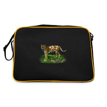 Le tigre est un grand chat répandu en Asie - Sac Retro - noir/or - Dos