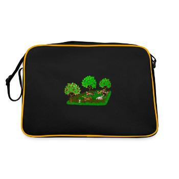 Cow herd family, meadow with dog as watchdog. - Retro Bag - black/gold - Back