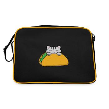 Happy Taco Tuesday, cute cat eating a taco - Retro Bag - black/gold - Back