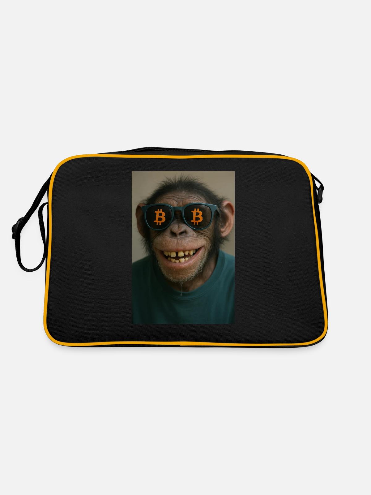 Bitcoin meets Monkey Joe - Retro Bag - black/gold - Back