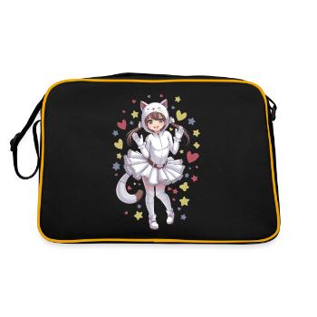 Anime Girl In A Cat Costume - Retro Bag - black/gold - Back