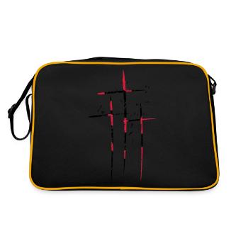 3 crosses design pattern scratch cool old tears br - Retro Bag - black/gold - Back