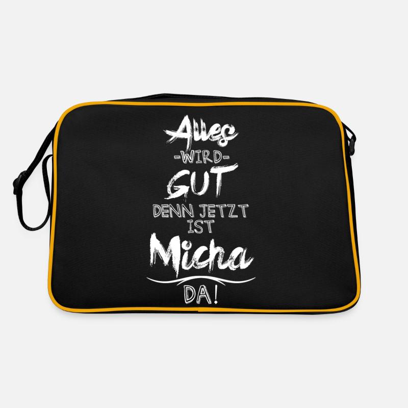 Alles wird gut denn jetzt ist Micha da - Retro Tasche - Schwarz/Gold