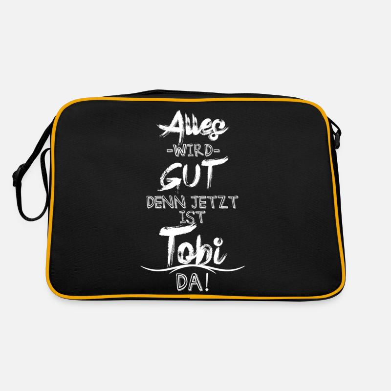 Alles wird gut denn jetzt ist Tobi da - Retro Tasche - Schwarz/Gold