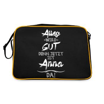 Alles wird gut denn jetzt ist Anna da - Retro Tasche - Schwarz/Gold - Hinten