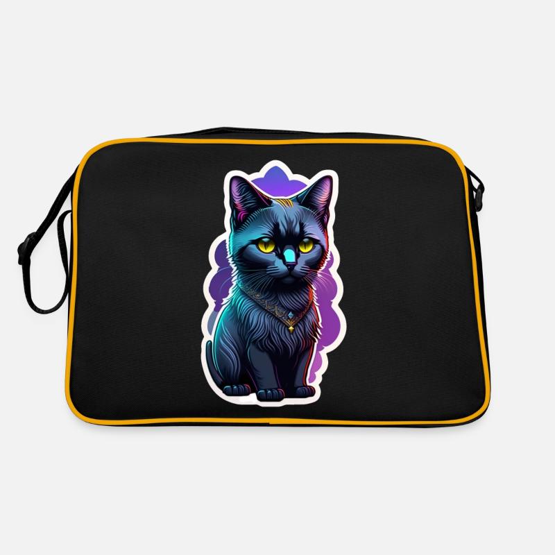 chat noir avec pendentif Sac Retro