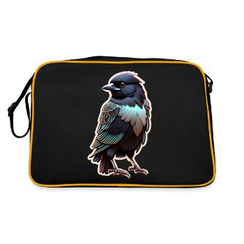 corbeau noir - oiseau - Sac Retro - noir/or - Dos