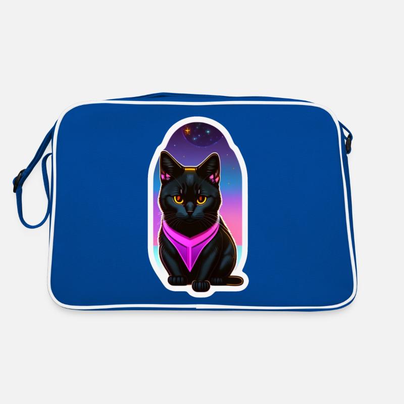 Little black cat and space Retro Bag