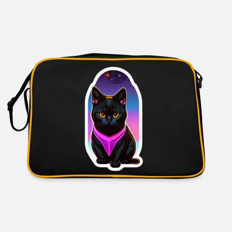 petit chat noir et espace Sac Retro