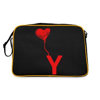 Buchstabe y Herz - Retro Tasche - Schwarz/Gold - Hinten