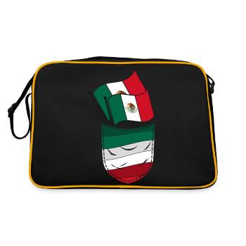 Drapeau mexicain Poche poitrine mexicaine Mexique - Sac Retro - noir/or - Dos