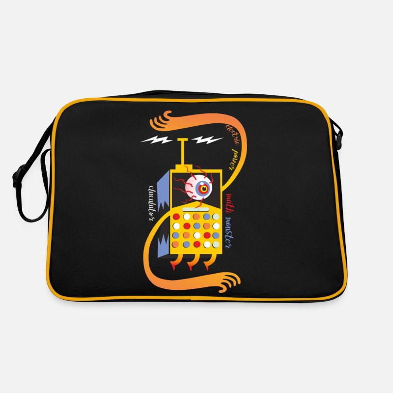 Beispielrechner-Elektrisch - Retro Tasche - Schwarz/Gold