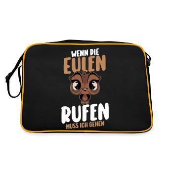 Eulen - Retro Tasche - Schwarz/Gold - Hinten