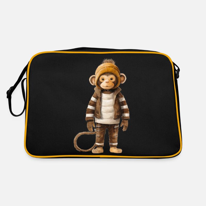 Cheeky Monkey Verspieltes T-Shirt Retro Tasche