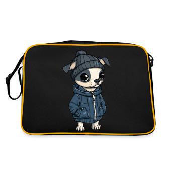 Whippet chien dessin animé - Sac Retro - noir/or - Dos