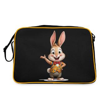Glückliches Kaninchen - Retro Tasche - Schwarz/Gold - Hinten